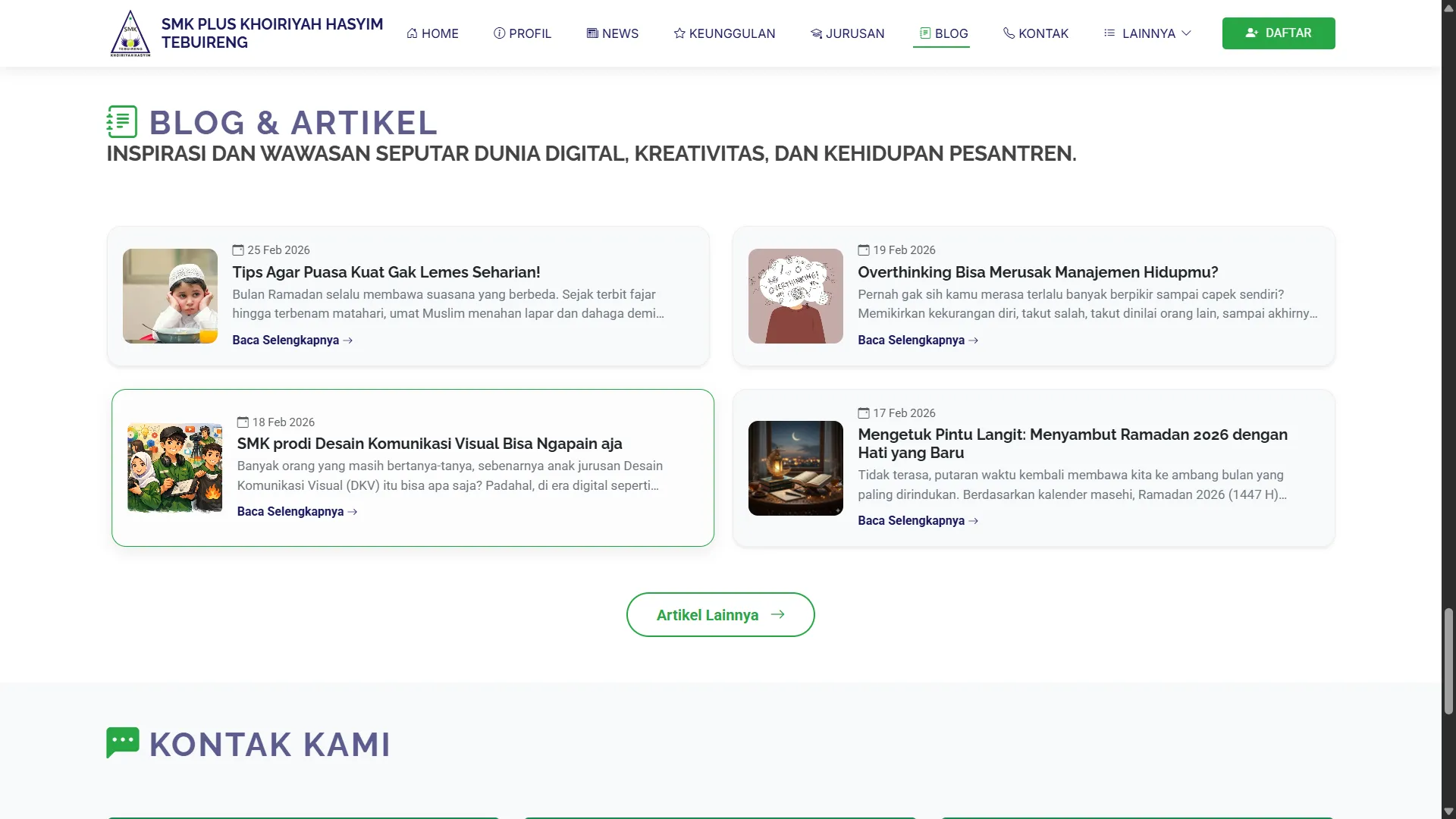 Official School Website SMK Tebuireng